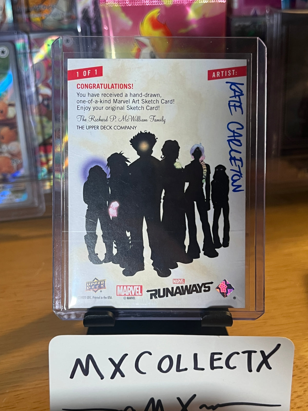 Runaways Sketch Card Kate Carleton -  2020 Upper Deck Marvel Runaways 1/1 Sketch Card